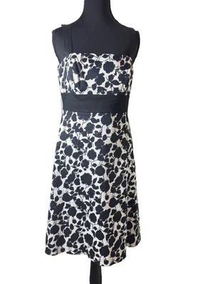 Vestido de cóctel Max & Cleo negro blanco floral línea A para mujer talla 6 corpiño deshuesado Foto 1 de 4