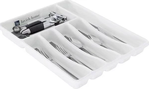 Silverware Drawer Organizer 6 Sections Nonslip Kitchen Office Tools Tray, White - Picture 1 of 4