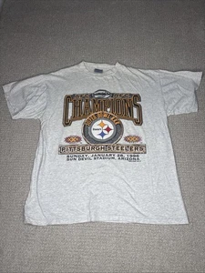 Vintage Pittsburgh Steelers T-Shirt XL 1995 AFC Champions Super Bowl XXX grau - Bild 1 von 4