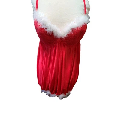 Babydoll Rojo Dobladillo Burbuja Sabrina Estilo Carpintero Talla Grande 3xl Solo Lencería Sexy Foto 1 de 4