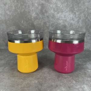 2 Riduci Saltini Bicchiere Cocktail Margarita Calice 12oz Isolato Giallo Rosa - Foto 1 di 10