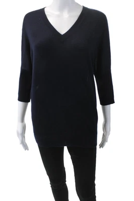 Derek Lam 女式 V 领透明拼接细节长袖衬衫蓝色 S 码 — 第 1/4 张图片