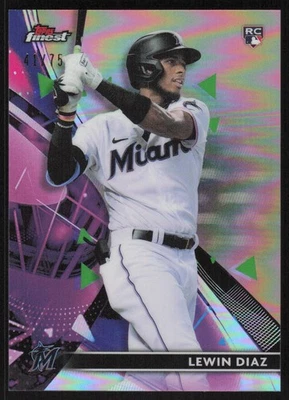 2021 Topps Finest Rose Gold Refractor #56 Lewin Diaz /75 Miami Marlins - Image 1 of 2