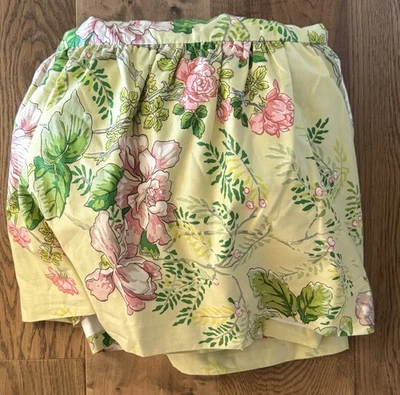 Custom Twin Bed Skirt Green Floral Cotton Sateen Lined Split Corners Designer - Image 1 of 4