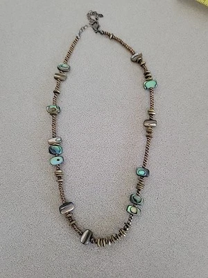 Collar Silpada Abulón Concha Bronce Semilla Cuentas Plata de Ley 925 19" Foto 1 de 4