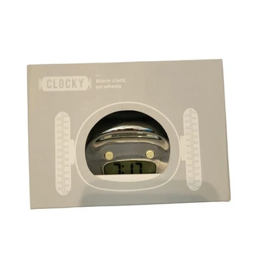 Clocky Alarm Clock on Wheels Chrome Runaway Rolling Alarm for Heavy Sleepers - Image 1 of 4