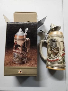 Vintage 1985 Beer Stein A Series Fermenting Brewing Scene Budweiser Busch W/ Box - Picture 1 of 15