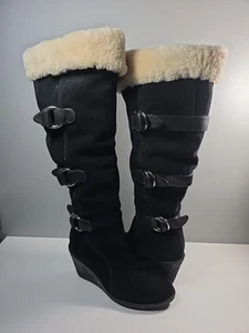Botas impermeables Cole Haan D32500 negras de gamuza de oveja - talla 6,5B - Imagen 1 de 9