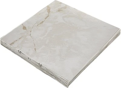 Nexus Vinyl Floor Tiles 20 Pack 12x12 Classic White Grey Veins Peel and Stick - Image 1 of 4