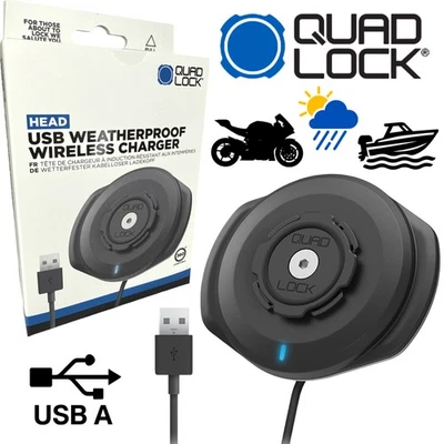 Quad Lock USB Wetterfest Wireless Motorrad Boot Handy smart charge Lade Station - Bild 1 von 4