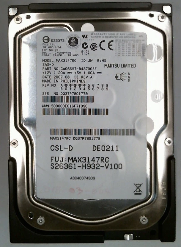 147 SAS MAX3147RC FUJITSU 15K 16MB 3.5In SAS - Image 1 of 1
