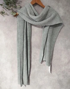 Stitches and Stripes Scarf Womens Gray Knit Wide  Winter Scarf  17 " X 72" - Picture 1 of 6