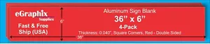 (paquete de 4) Letrero de aluminio rojo en blanco, 36"" x 6"" x 0,040", esquinas cuadradas, entrada/salida - Imagen 1 de 1