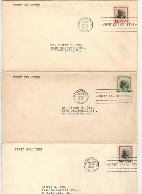 1938 Presidentials 832-834 HIGH VALUE SET OF 3 $1, $2, $5 Uncachet Good For Art! - Image 1 of 2