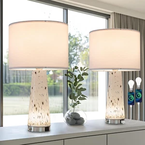 Nightstand Lamps Set of 2 with USB Charging Ports A+C, 23 Inch Tall Glass Bedroo - Picture 1 of 7