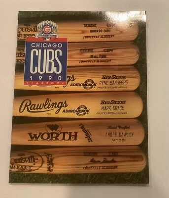 1990 Chicago Cubs MLB Baseball Yearbook & Scorecard 2 Magazine Lot - EXCELLENT - Image 1 of 4