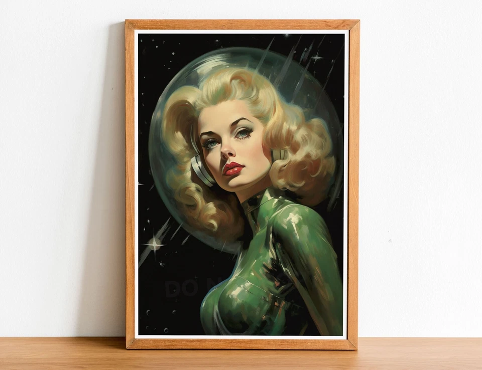 Impresión artística verde Kitsch Lady 09 inspirada en Vladimir Tretchikoff, mediados de siglo Foto 1 de 1