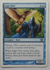 MAGIC THE GATHERING MTG 2003 8th EDITION BLUE SAGE OWL CREATURE ENGLISH CARD