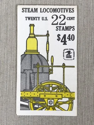U.S. BOOKLET OF 20 SCOTT #BK163 1987 22-Cent STEAM LOCOMOTIVES, MNH  *Free Ship* - Image 1 of 3