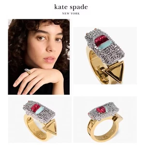 Neu mit Etikett Kate Spade New York Minute 12-K vergoldet CZ Kristalle Auto Ring-Größe 8-RAR! - Bild 1 von 12
