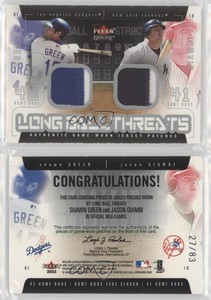 2003 Fleer Genuine Long Ball Threats /83 Shawn Green Jason Giambi Dual Patch