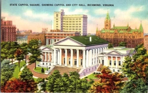 Postal de lino Richmond Virginia State Capital Square a44 - Imagen 1 de 2