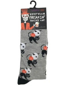 Calcetines LeGale Halloween Crew Gato Negro Calabaza Para Hombre 8-12 Otoño Gris Murciélagos Luna Nuevos con Etiquetas - Imagen 1 de 1