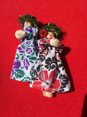 Enfeites antigos de bonecas chinesas feitos à mão feitos de prendedor de roupa de madeira EXCLUSIVO ORIGINAL - Imagem 1 de 4