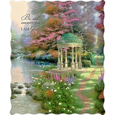 Be Still and Know Garden of Prayer Thomas Kinkade Psalm 46:10 Quilted Throw - Image 1 of 4