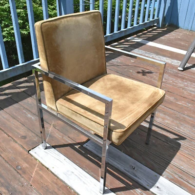 ÚNICO DE COLECCIÓN MCM Founders Mueble CDP Gamuza Cuero y Cromo Pulido Sillón Foto 1 de 4