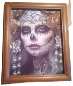 Elegant Sugar Skull Beauty W Roses & Diamond Bling Art Print 8.5x11 UNFRAMED - Picture 1 of 10