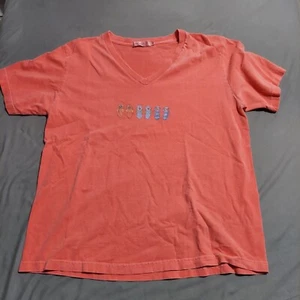 Fresh Produce T-SHIRT TOP Womens Small Medium Orange Short Sleeve Beach Sandals - Picture 1 of 7