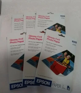 6- NEW SEALED Epson Glossy Photo Paper 4" x 6" S041134 20 Sheets -120 Sheets  - Picture 1 of 5