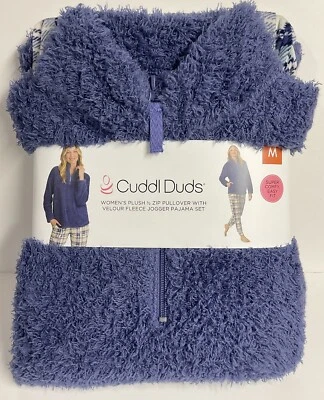 Conjunto de pijama de piel sintética Cuddl Duds (talla M) pulóver de felpa 1/2 cremallera/jogger polar Foto 1 de 4
