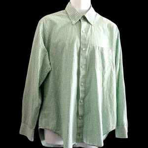 Tailorbyrd Shirt Mens  XL Contrast Flip Cuff Green White Blue Check Button Front - Picture 1 of 5