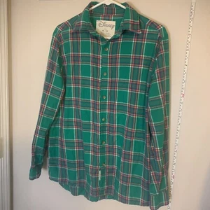 Disney Sorcerer Tinkerbell Plaid Long Sleeve Flannel By Cakeworthy Size M - Picture 1 of 9