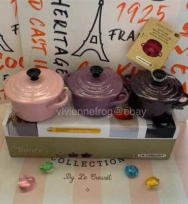 LE CREUSET PETITE CASSEROLE ROUND COCOTTE RAMEKINS LES MINI'S EN BOUCHE SET OF 3 - Image 1 of 4
