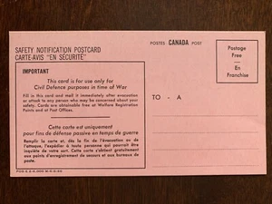 POSTAL DE NOTIFICACIÓN DE SEGURIDAD POSTAL de colección de Canadá en tiempo de guerra - Imagen 1 de 2