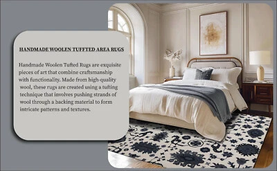 PB Rugs Juno White Handmade Tufted Antique Style Woolen Without Tariff & duty - Image 1 of 4