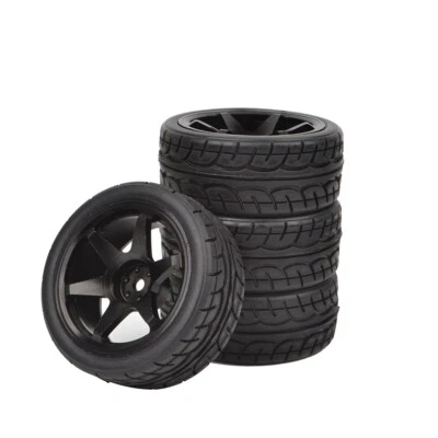 Drift Tires w/Aluminum Wheels Rims 12mm Hex for RC 1:10 On Road Racing Car - Image 1 of 4