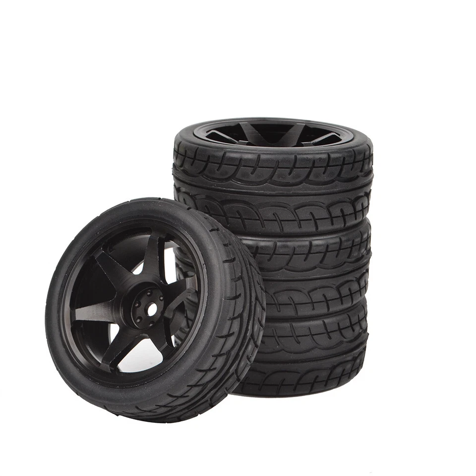 Drift Tires w/Aluminum Wheels Rims 12mm Hex for RC 1:10 On Road Racing Car - Image 1 of 4