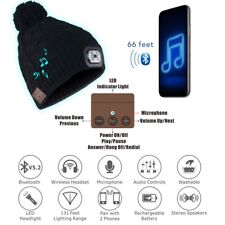 Unisex Adults Bluetooth LED Beanie Hat with Music Speakers Rechargeable Cap Lamp