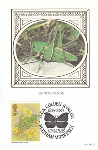 Insects Cricket GB Benham postcard FDC AES Feltham 1985 CLEARANCE (146149) - Picture 1 of 1