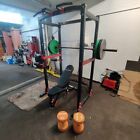 Body Power PR100 Power Rack Utility Incline Bench Olmypic Barbell &amp; Weights 100k