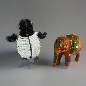 Two vintage figurines elephant and a penguin 4 inches in height - Picture 1 of 4