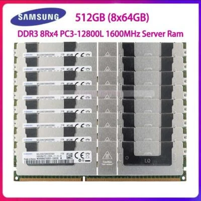 Samsung 512GB (8x64GB) 8RX4 PC3-12800L 1600MHz REG LRDIMM Server Speicher 240pin - Bild 1 von 4