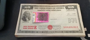 World War 2 - War Savings Bond - Twenty Five Dollars - VG - Picture 1 of 15