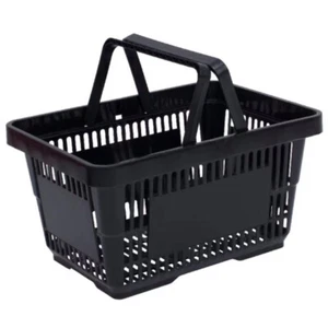 12 PACK Black Plastic Shopping Baskets Grocery Store Commercial Home Supermarket - Picture 1 of 12