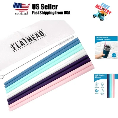 10 pajitas de silicona reutilizables + cepillo de limpieza, 30 onzas - 20 onzas Tu... Foto 1 de 4