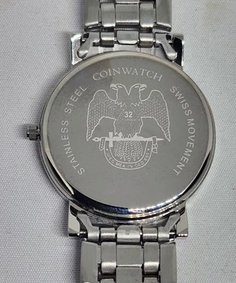 Reloj Masónico Vintage Coinwatch Rito Escocés 32º Grado con Caja Original Foto 1 de 4